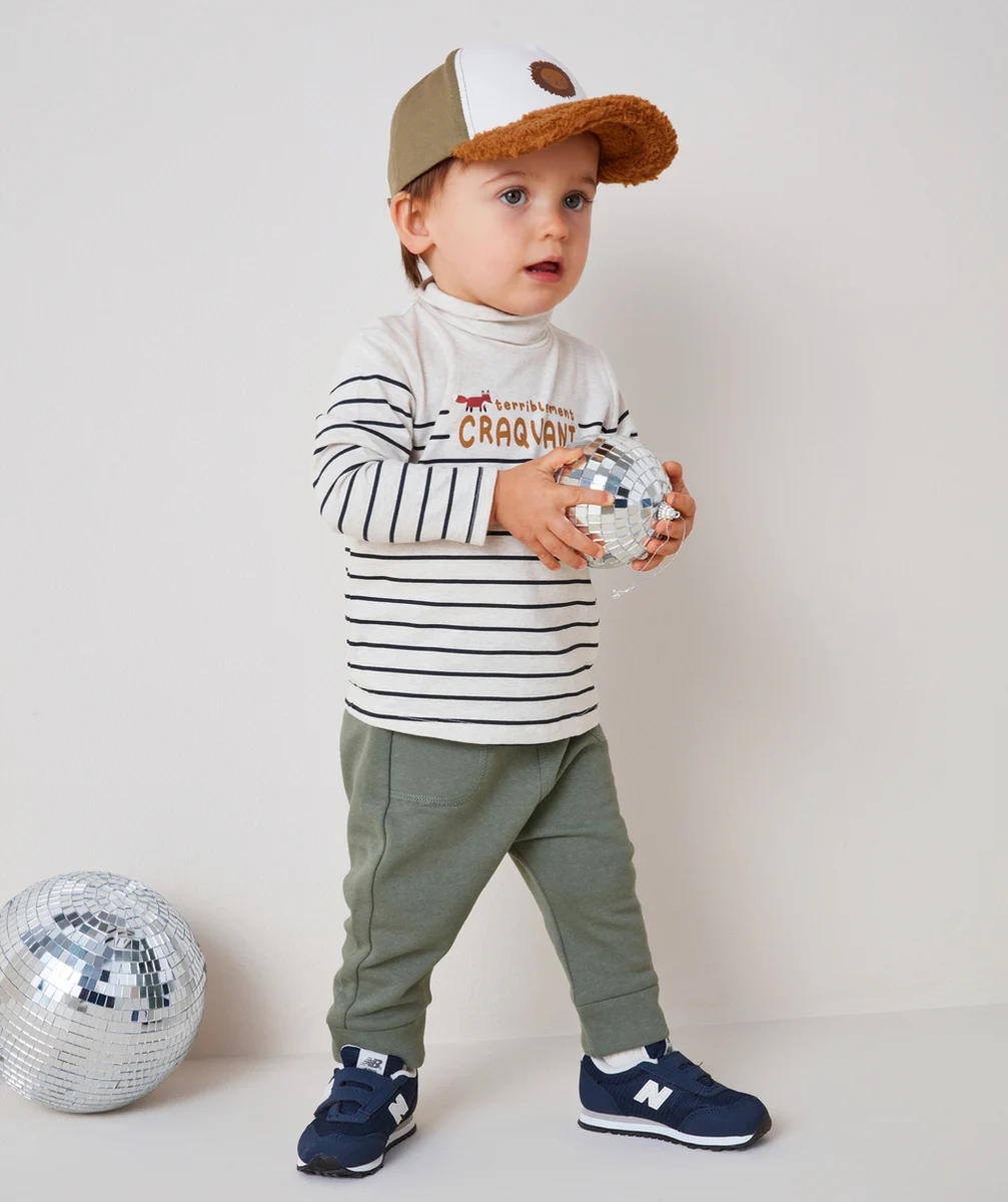 JOGGING BÉBÉ GARÇON EN MOLLETON ET FIBRES RECYCLÉES KAKI