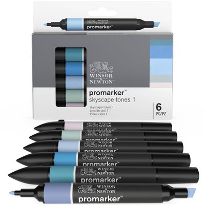 ProMarker - Pack de 6 marqueurs double pointe - tons de ciel 1