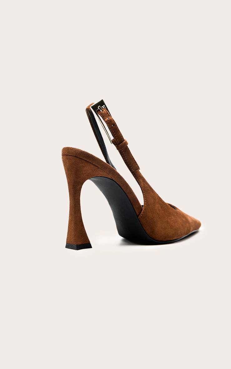 Marron Escarpins Hauts En Synthétique Avec Boucle Dorée