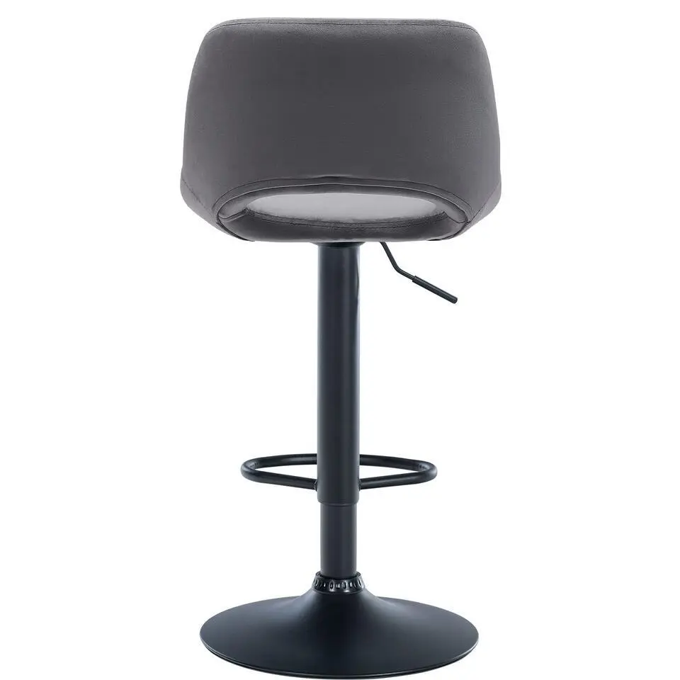 CLP Set van 2 Barkruk Camden mat zwart Frame - Fluweel - donkergrijs
