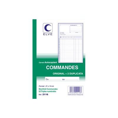 ELVE - Manifold Carnet de commandes - 50 tripli - 21 x 14 cm