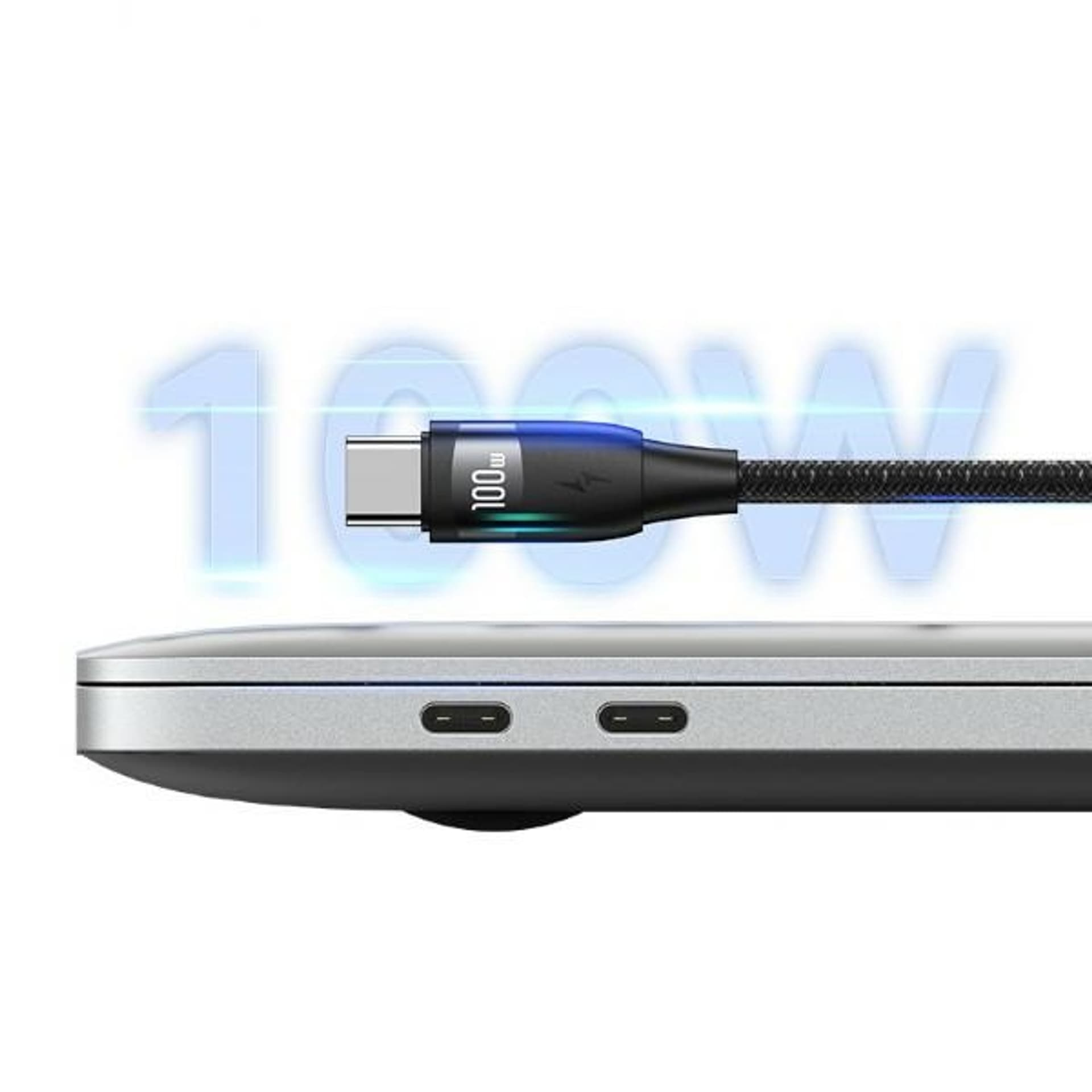 (2m) 100W 2in1 USB C / USB A auf USB C Nylon Ladekabel Fast Charging PD Datenkabel (US-SJ655) - Schwarz