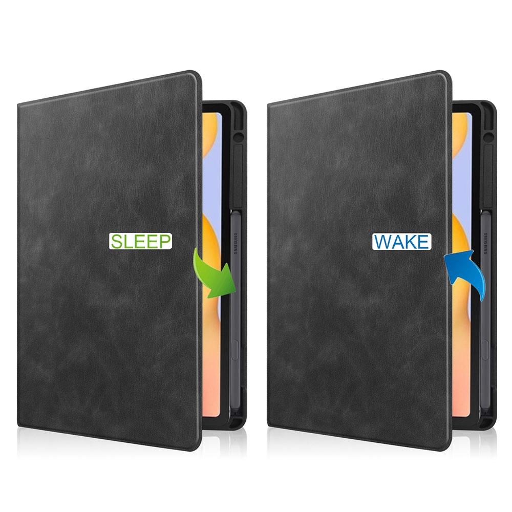 Samsung Galaxy Tab S6 Lite (2024/2022/2020) Leder Tasche Flip Cover S-Pen Halterung - Schwarz