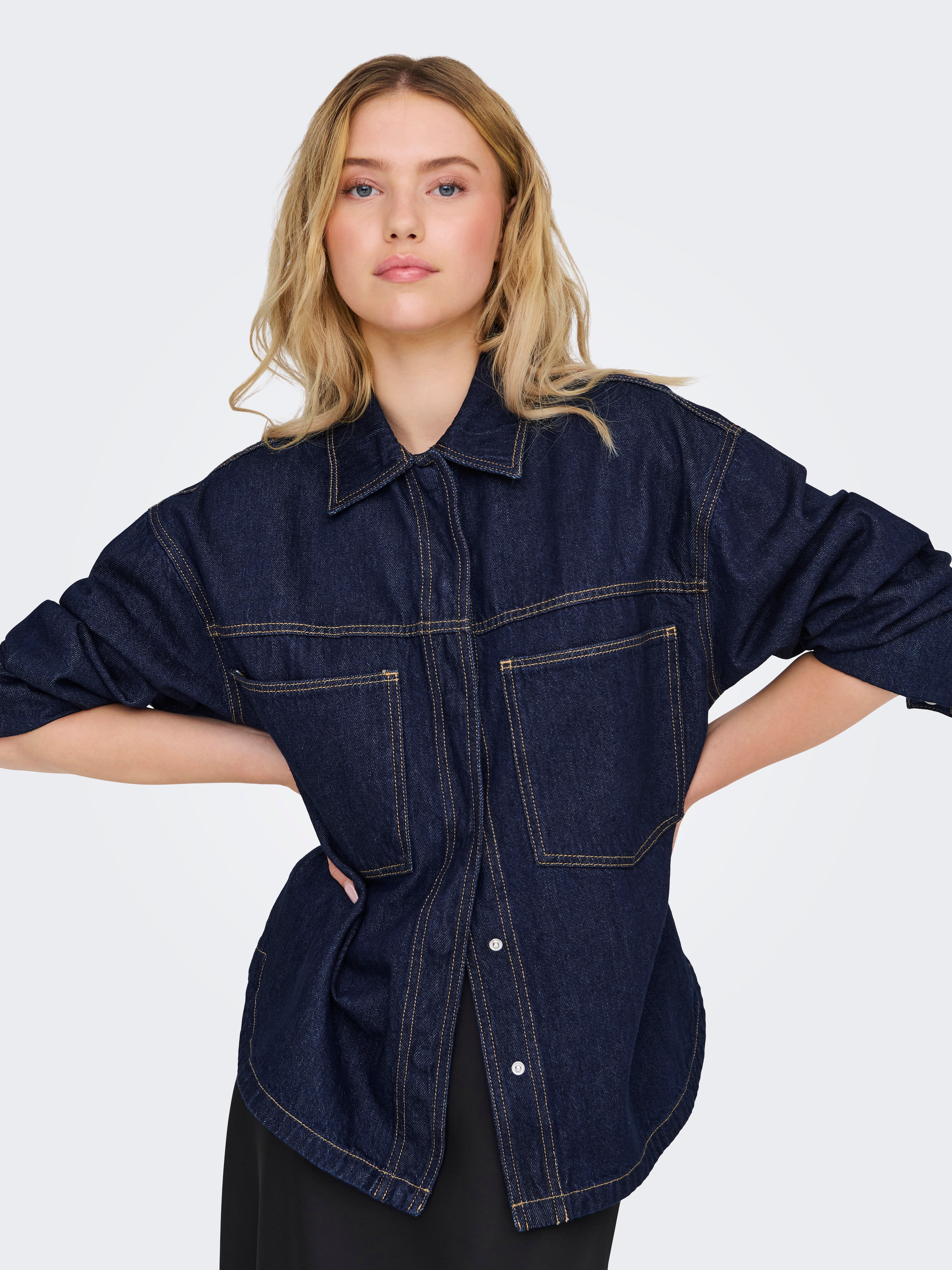 ONLEMMIE Jeanshemd Dark Blue Denim