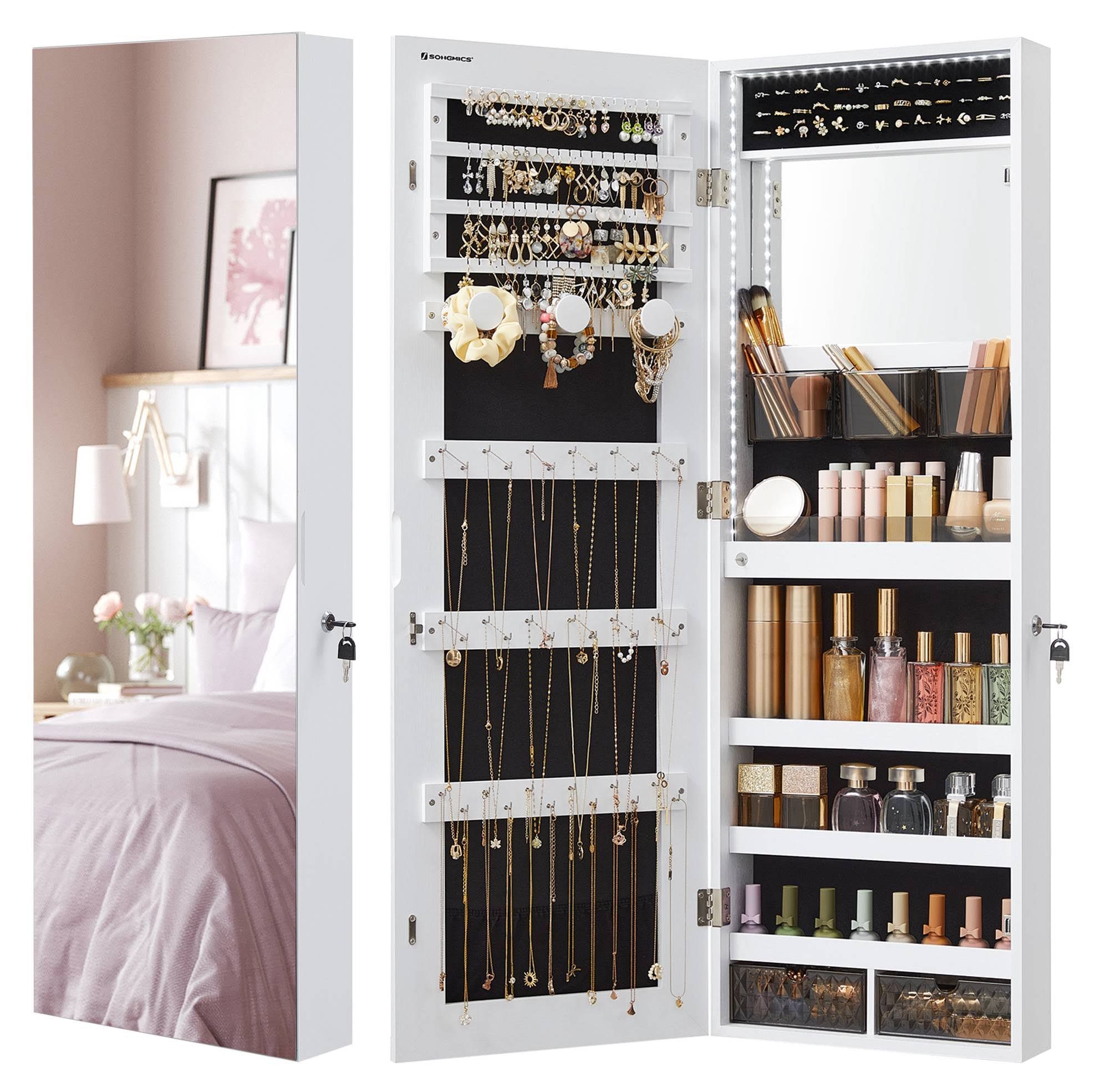 SONGMICS Wandschrank mit Ganzkörperspiegel