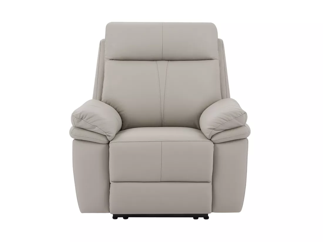 Fauteuil relax électrique en cuir gris clair MESOLA
