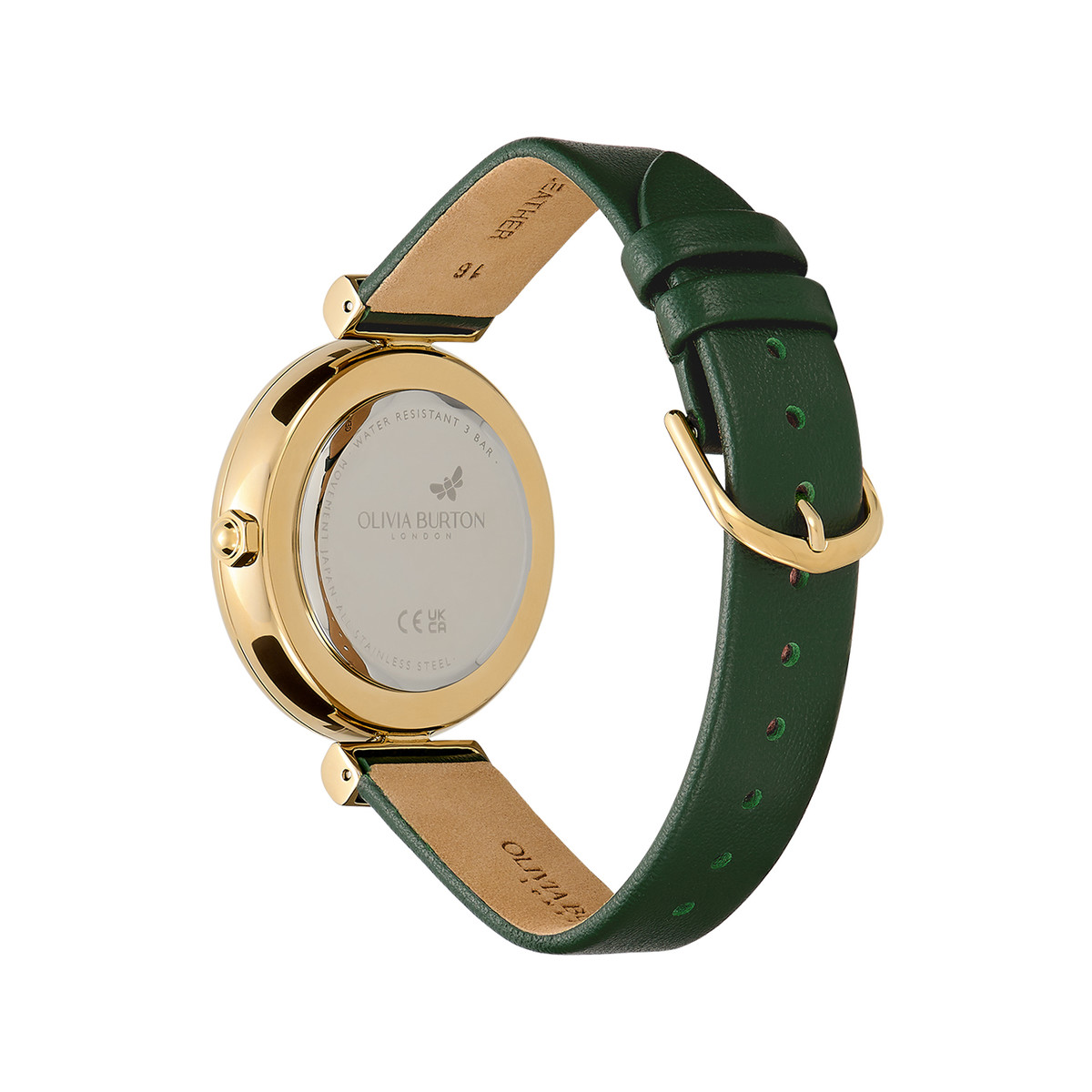 Montre OLIVIA BURTON dogwood femme analogique, bracelet cuir vert