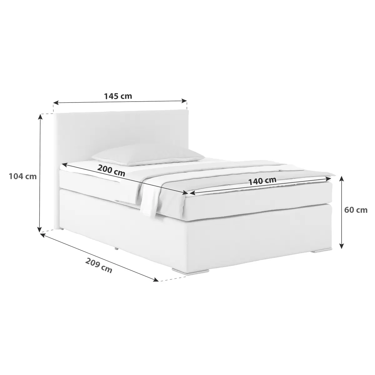 Boxspringbett Nero 140 x 200 Schwarz