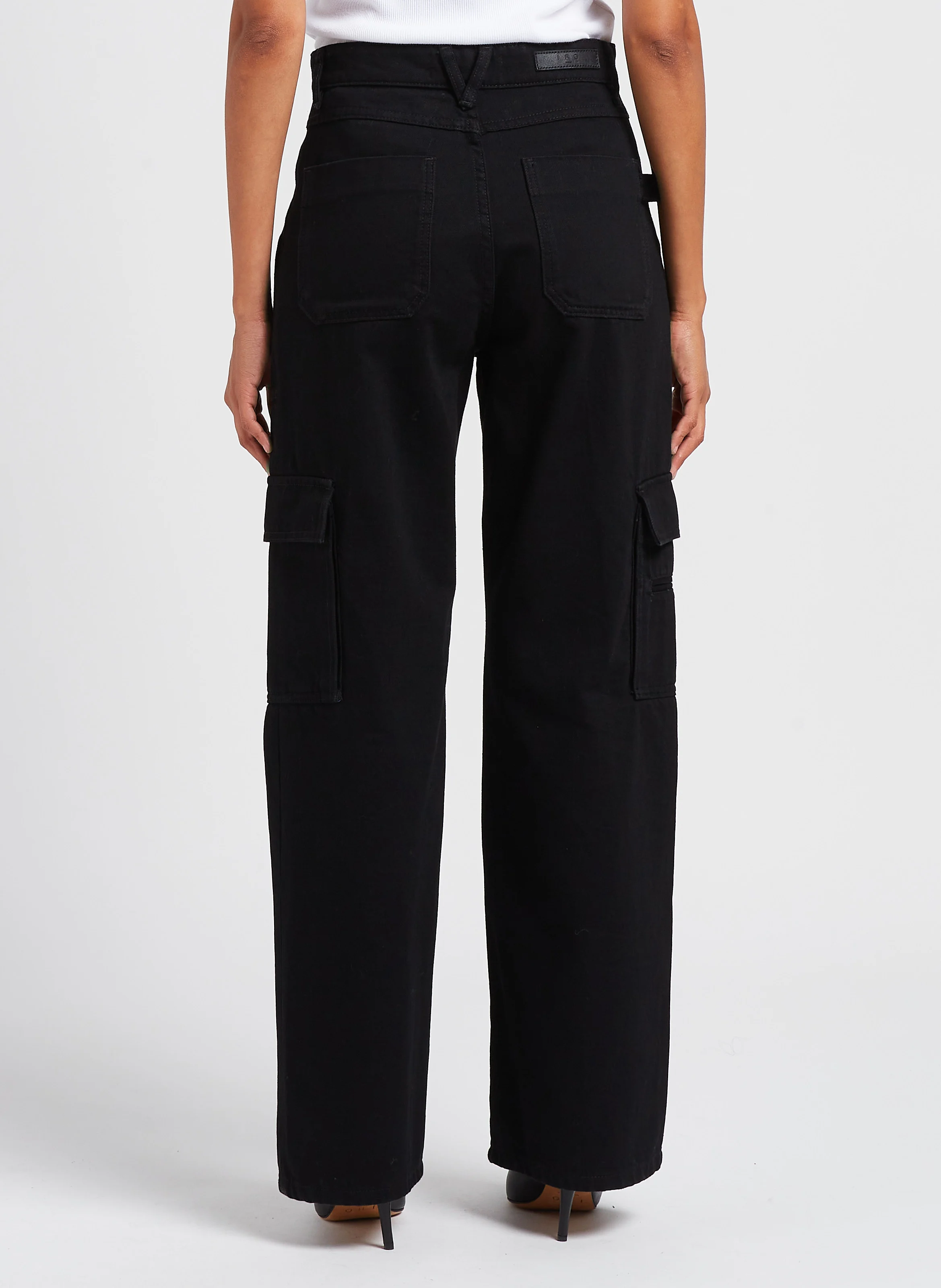 TIAM - Jean cargo taille haute | Noir