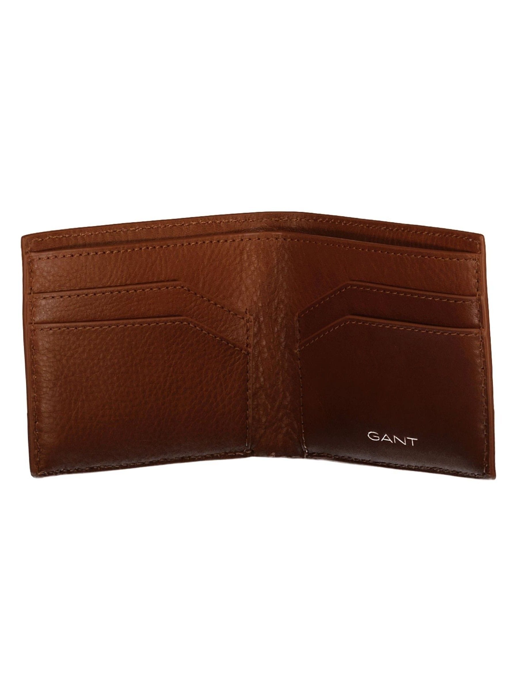 Bruin - GANT leren bifold-portemonnee