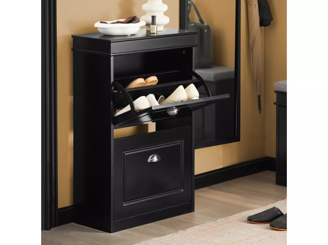Meuble de Rangement à Chaussures Armoire à Chaussures Commode à Chaussures 2 abattants, FSR78-SCH