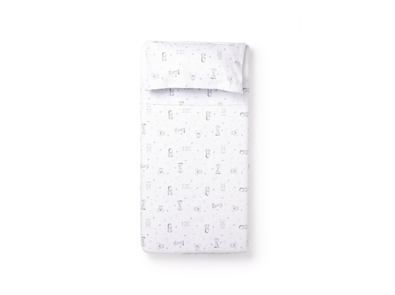 CONJUNTO DE LENÇOIS CAMA INTERBABY ESTAMPADO BRANCO/AZUL 60X120CM