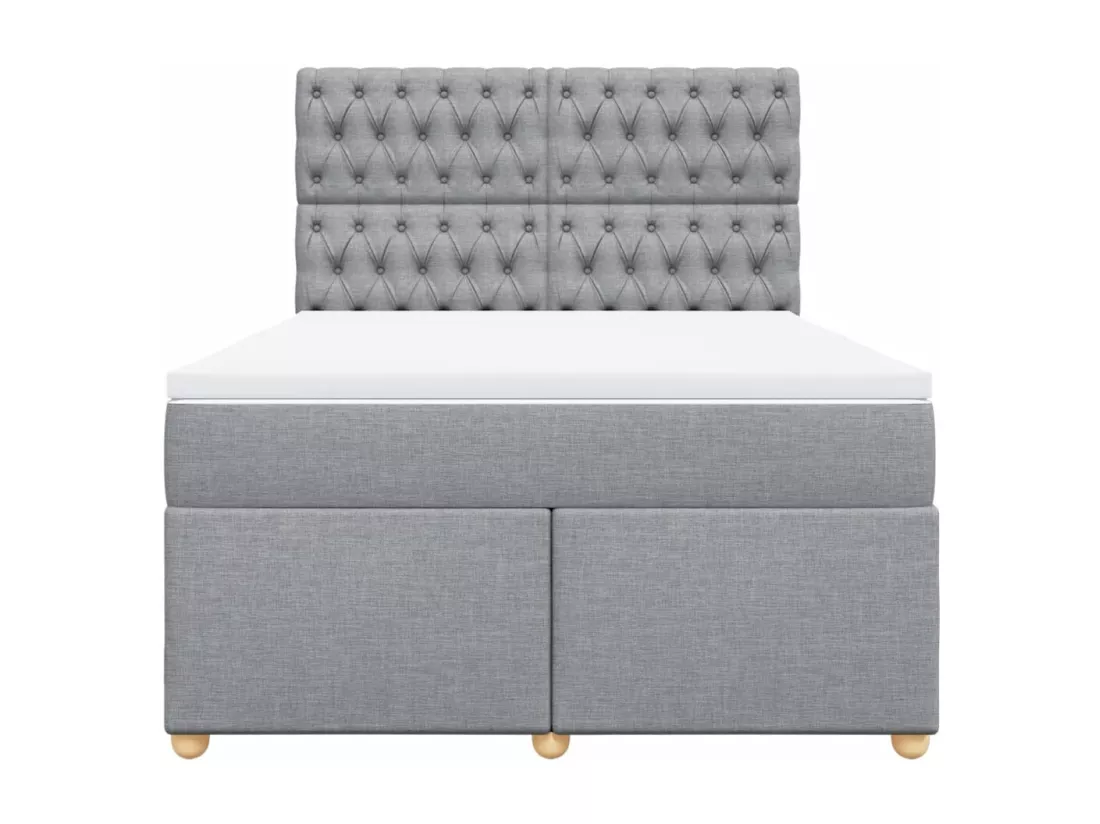 Sommier à lattes de lit avec matelas Gris clair 140x190cm Tissu