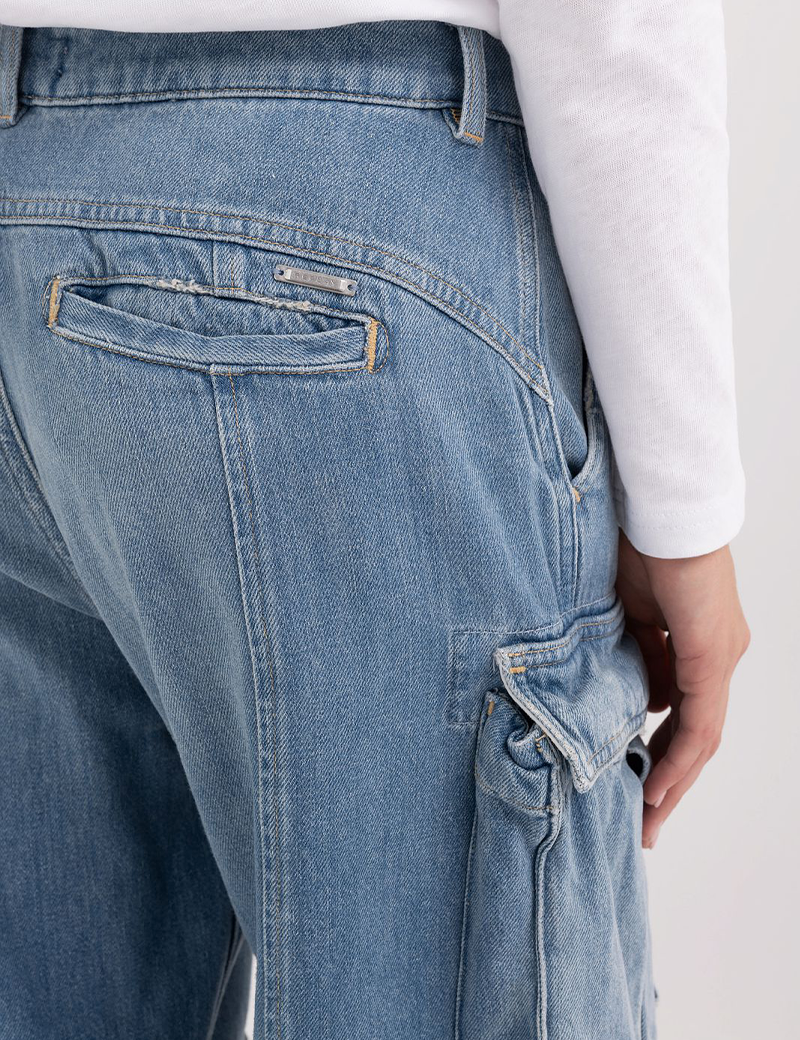 REPLAY PANTALON FEMME CARGO COMBAT MILVA BLEU