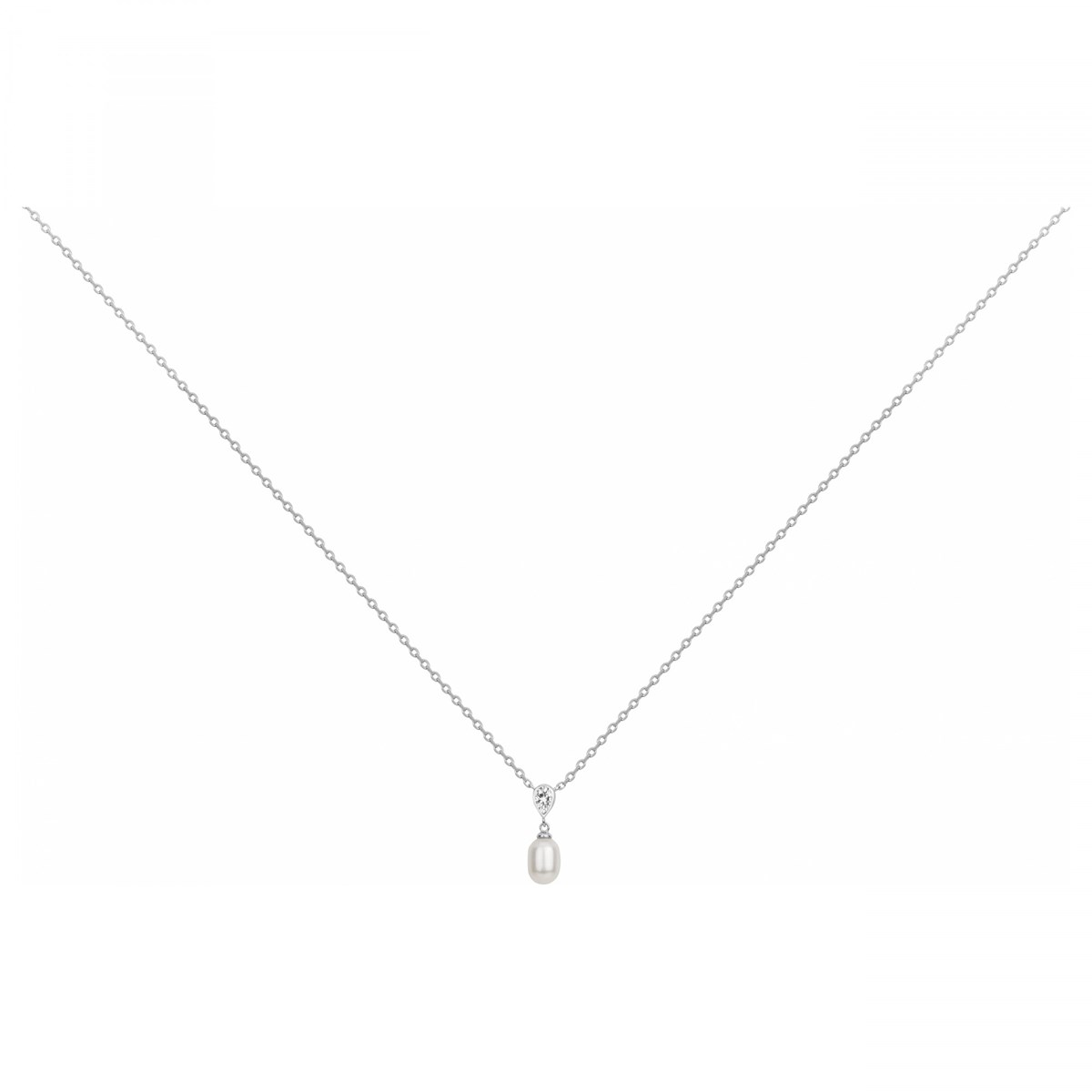 Collier mono-motif en Argent avec perle d'eau douce blanc
