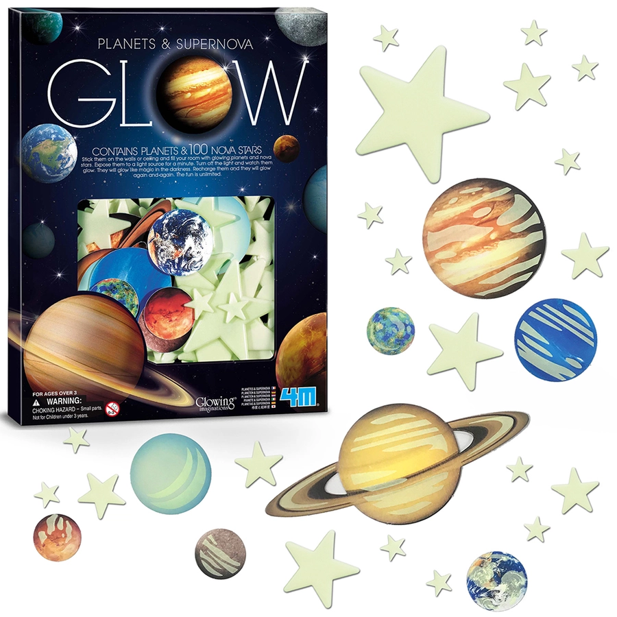 4M Glowing - Leuchtsterne & leuchtende Planeten 100 Teile Mehrfarbig
