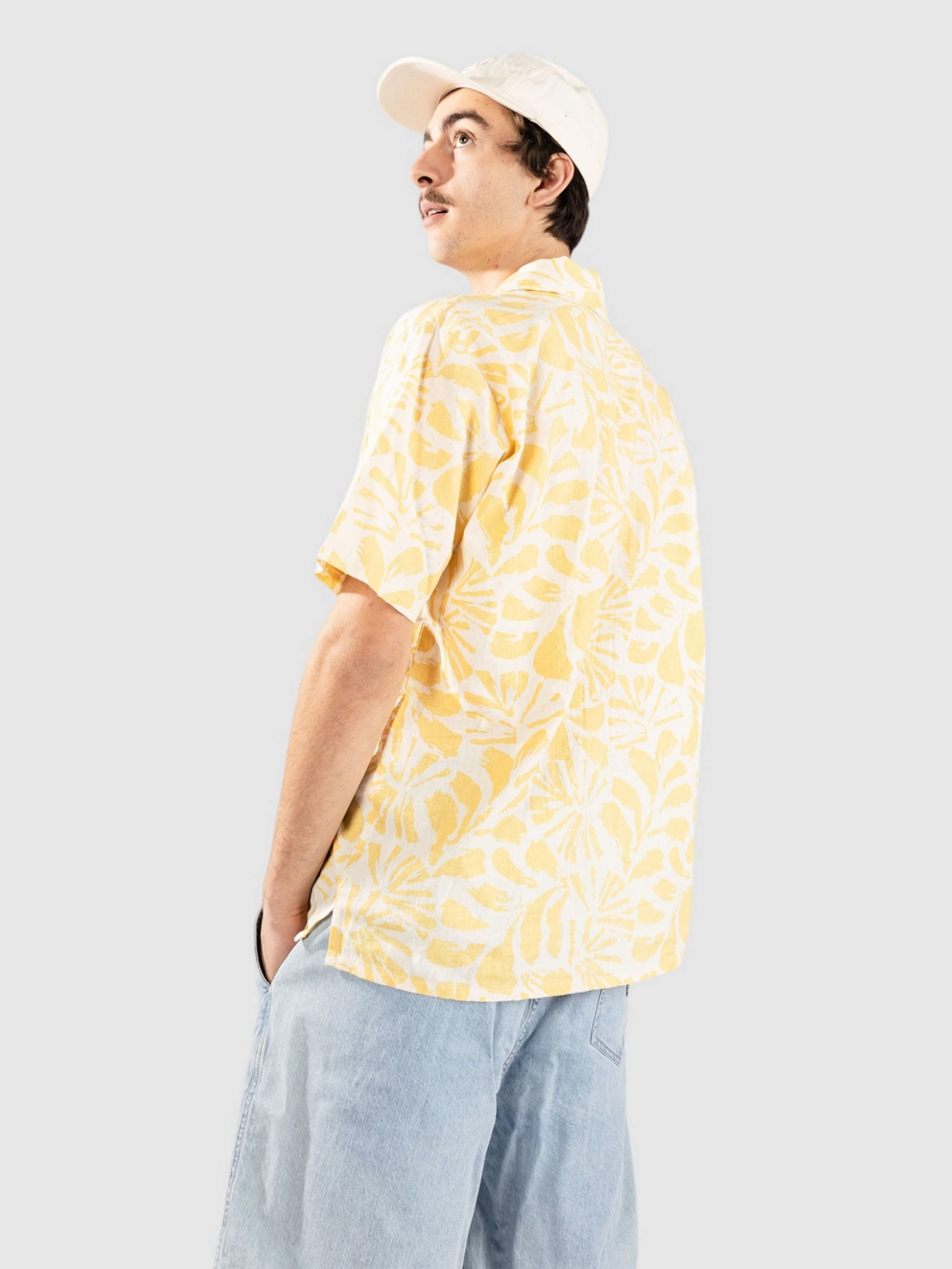Fat Moose Zane Cotton Linen Shirt multi warm yellow/ecru