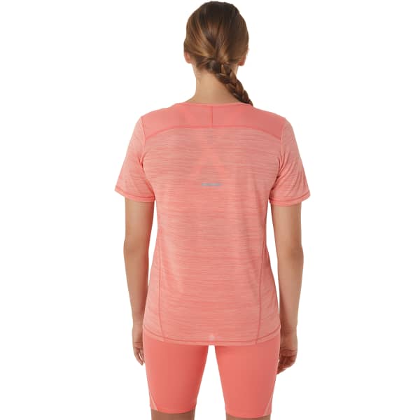 T-shirt running ASICS RACE V-NECK SS TOP W PAPAYA/GUAVA