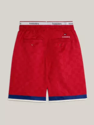 Shorts com cós estampado com logo em padrão xadrez