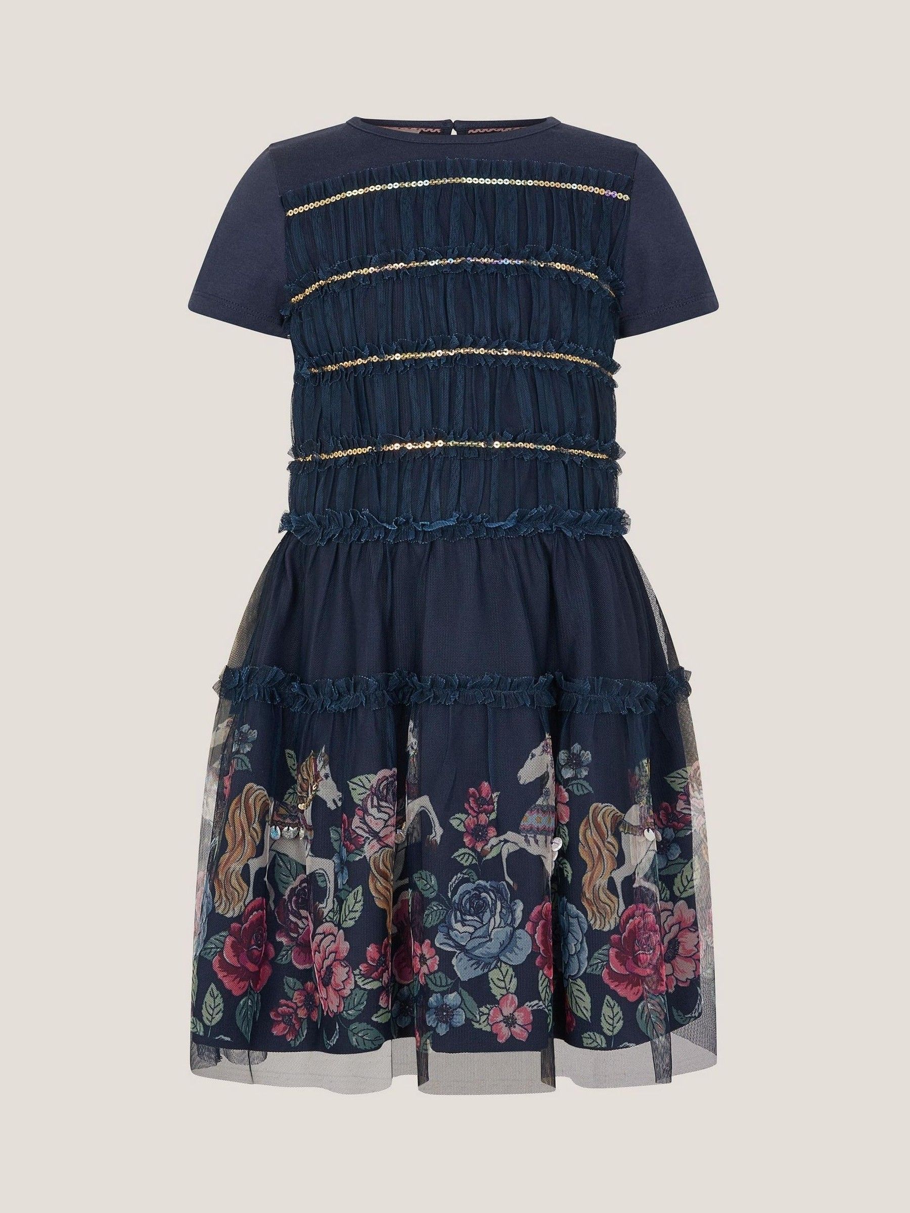 Monsoon Unicorn Sequin Frill Dress
