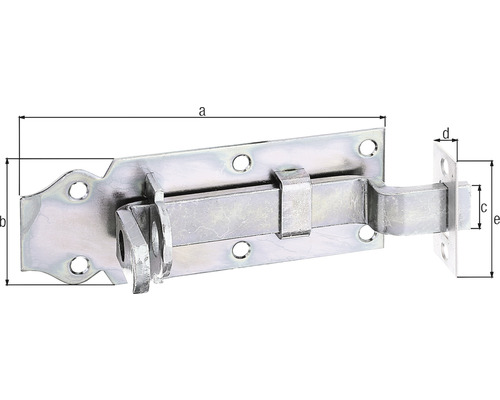 Slotschoot met vlakke kruk en sluitplaat 120 x 44 mm, verzinkt, diklaag gepassiveerd