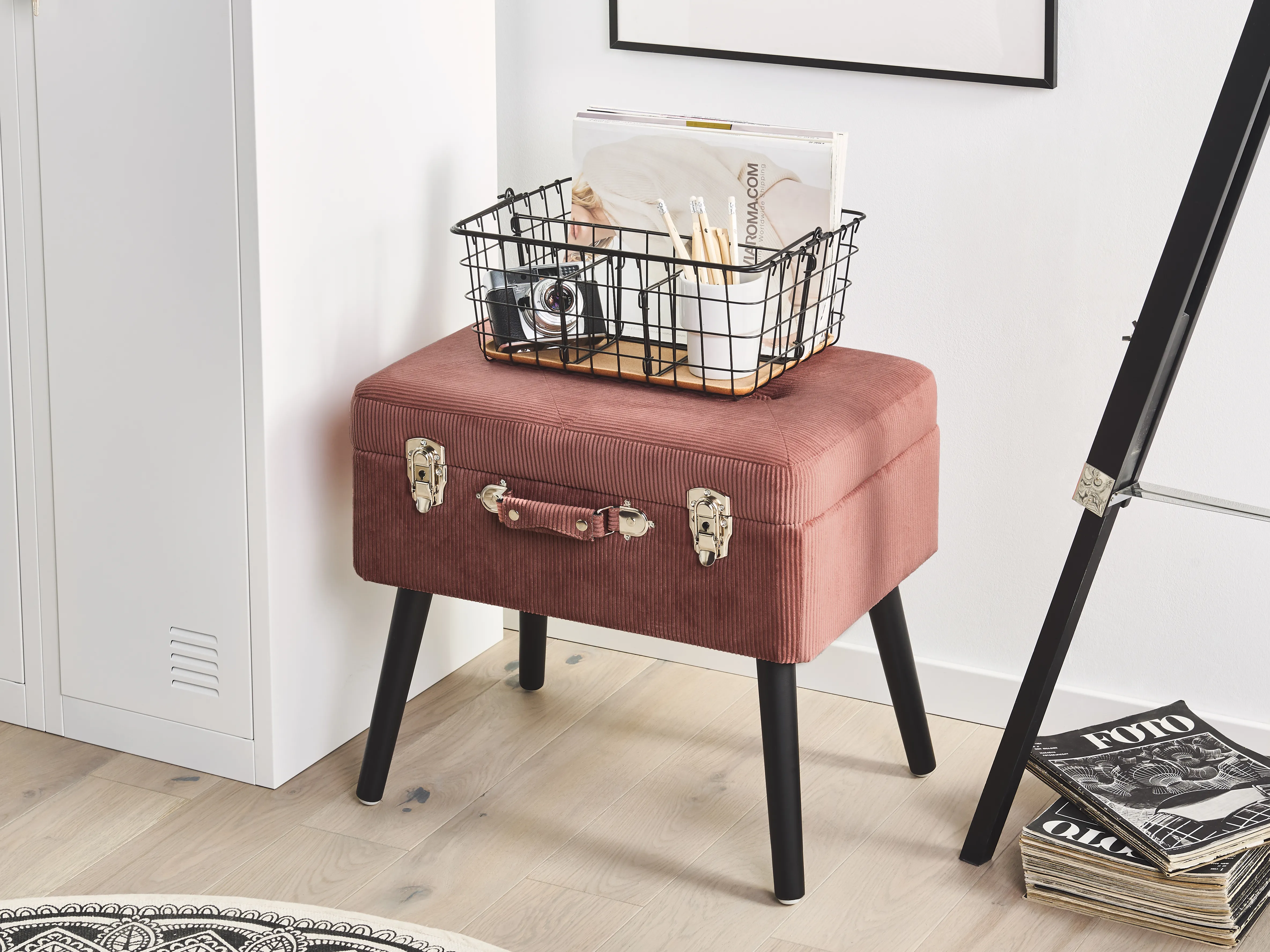 Hocker met opbergruimte MALLARD Corduroy Roze