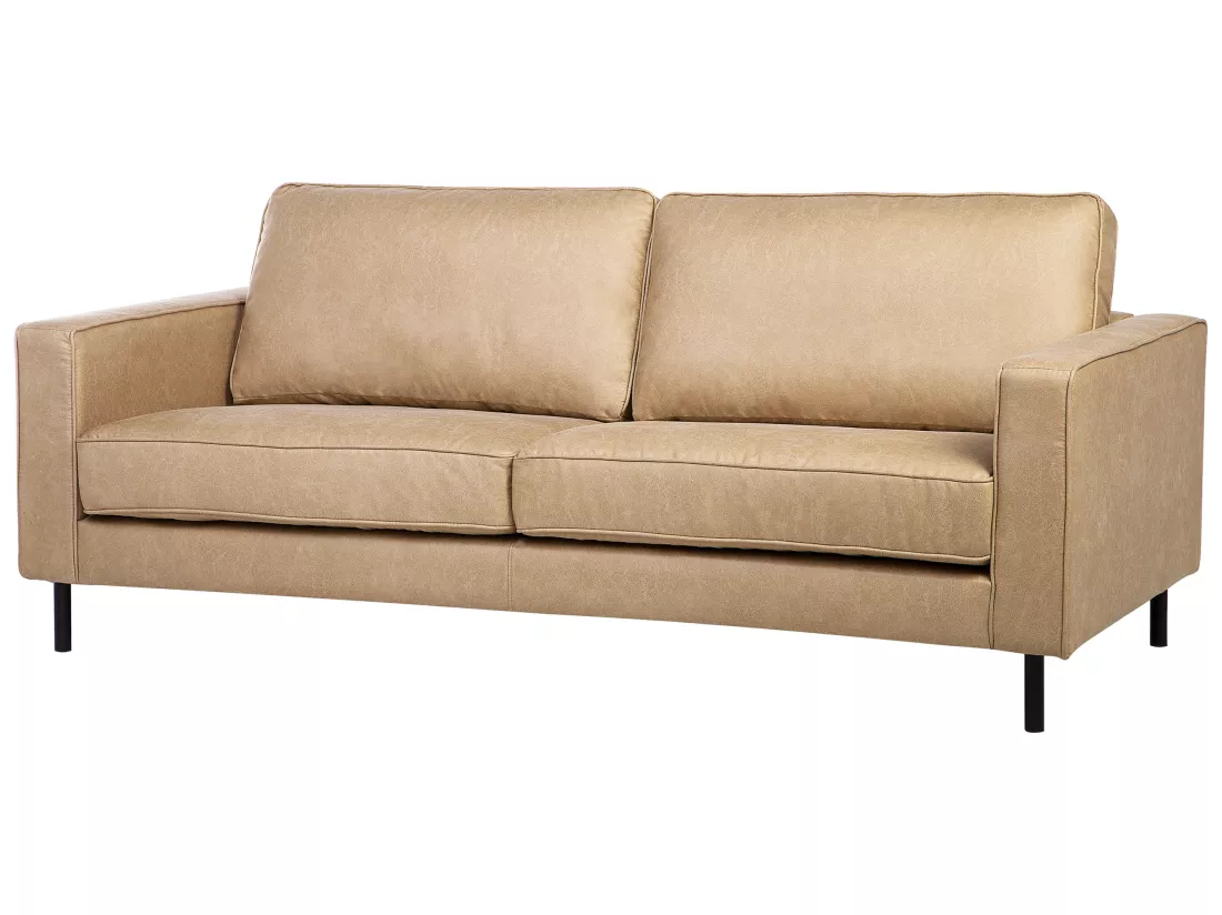 Canapé 3 places en cuir PU beige SAVALEN