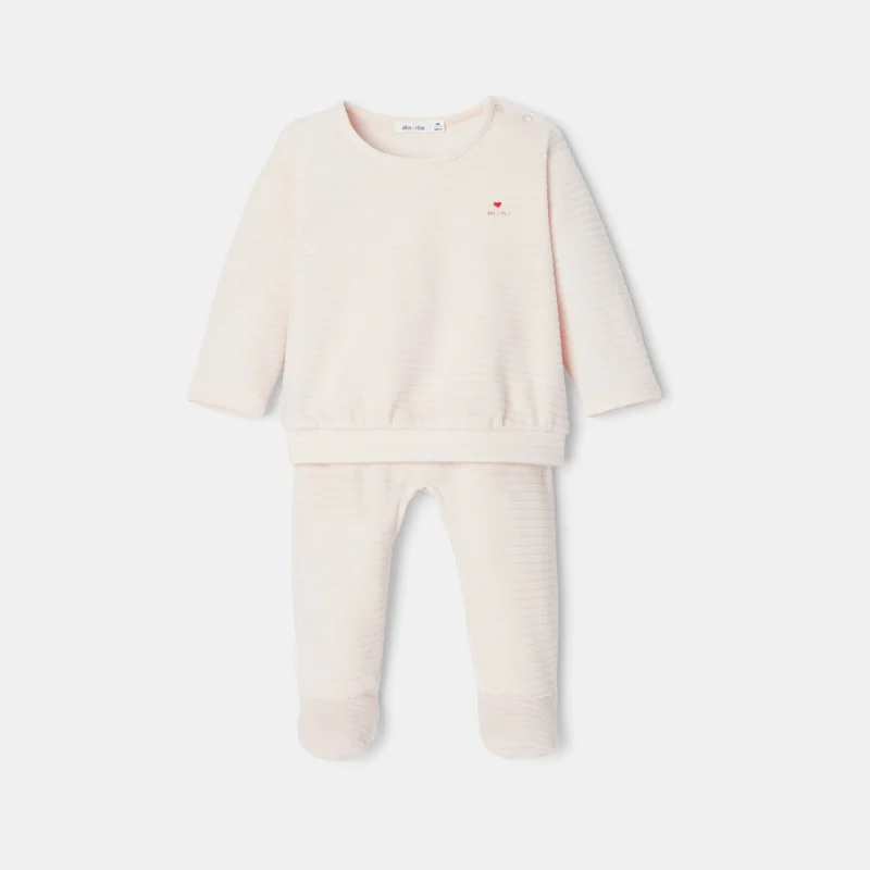 Pyjama en velours ottoman rose mixte Absorba Rose