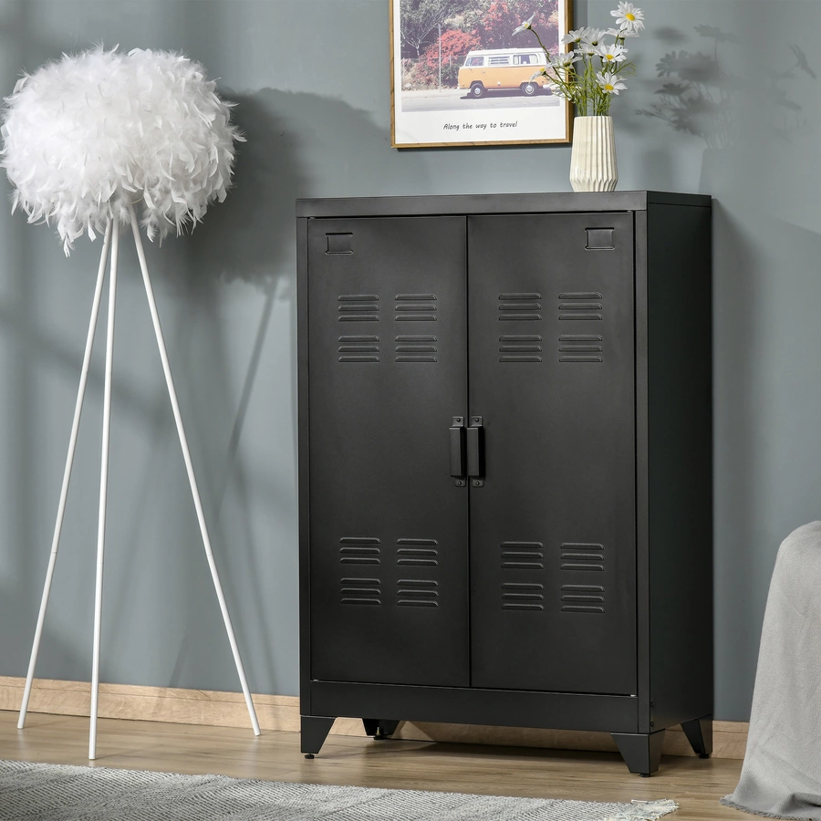 HOMCOM Schrank mit industriellem Design schwarz