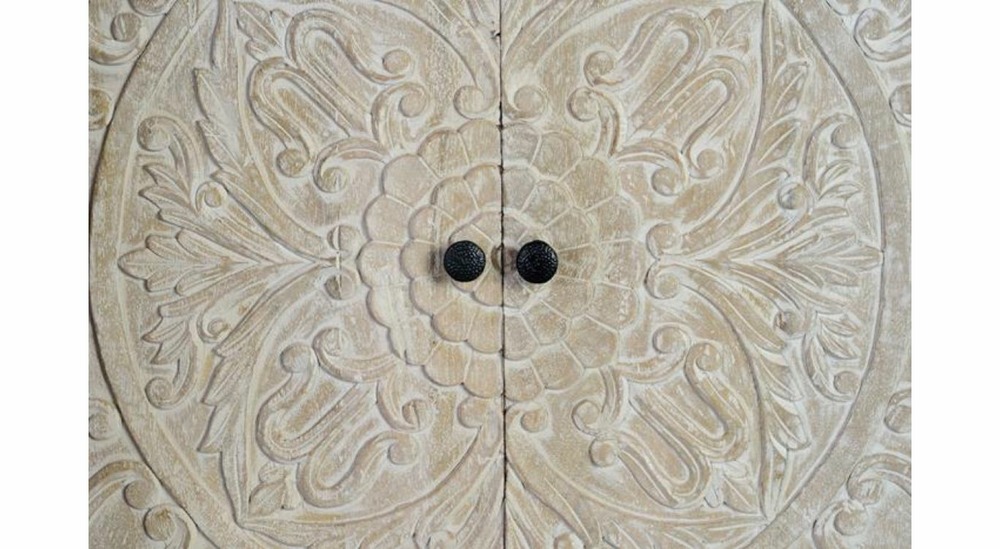 Bahut bois, fer blanc 170x39x90cm - bois-fer