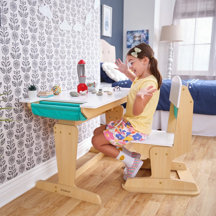 KidKraft® Verstellbarer Schreibtisch mit Stuhl Grow Together™“, naturfarben
