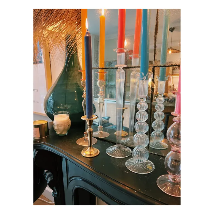 Anna + Nina Bougeoir Cloudy en verre | Bleu