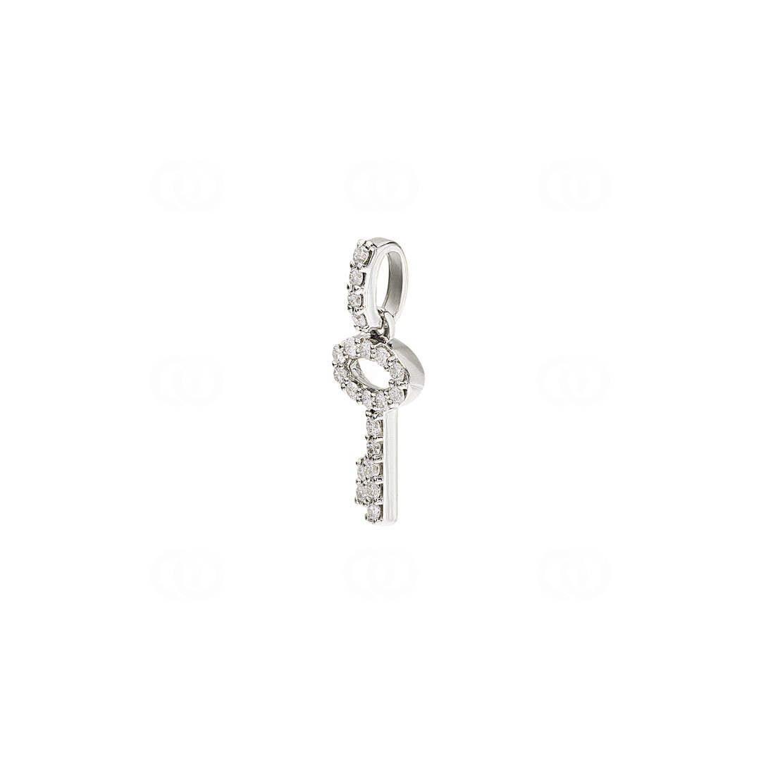 Anhänger 750/18 K Weissgold Schlüssel mit Diamanten 0.09 ct H/si