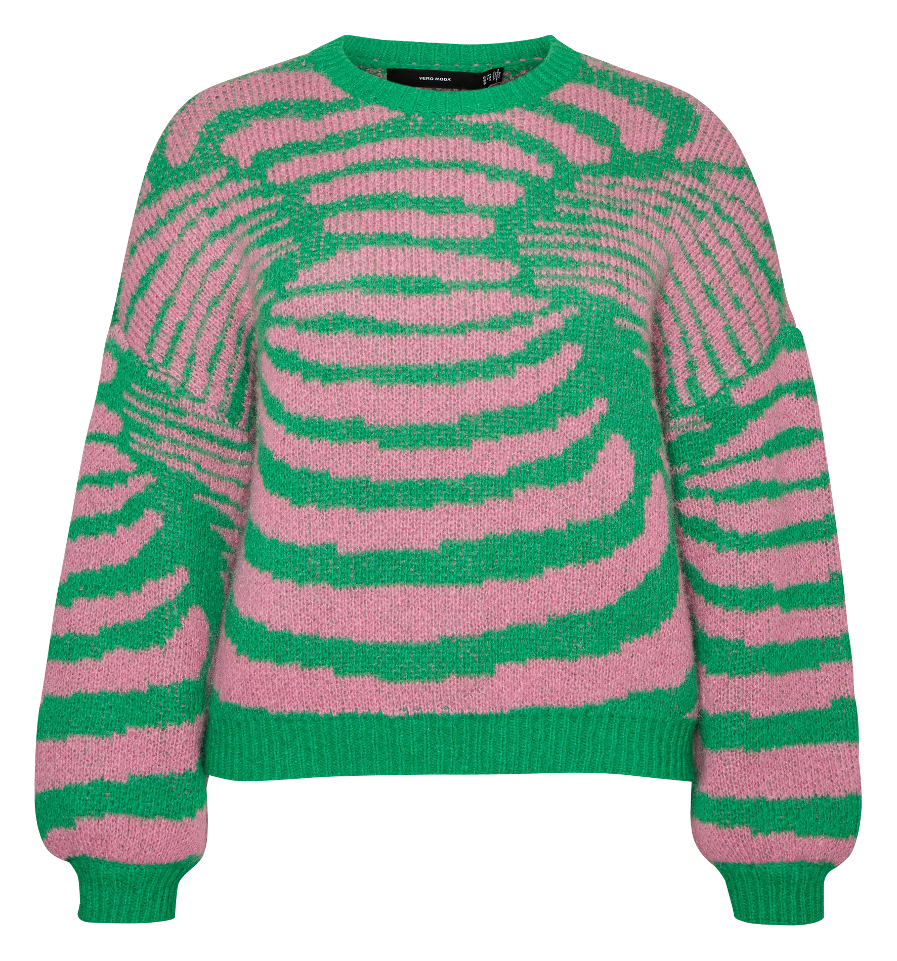 Pull bicolore à col rond | Vert