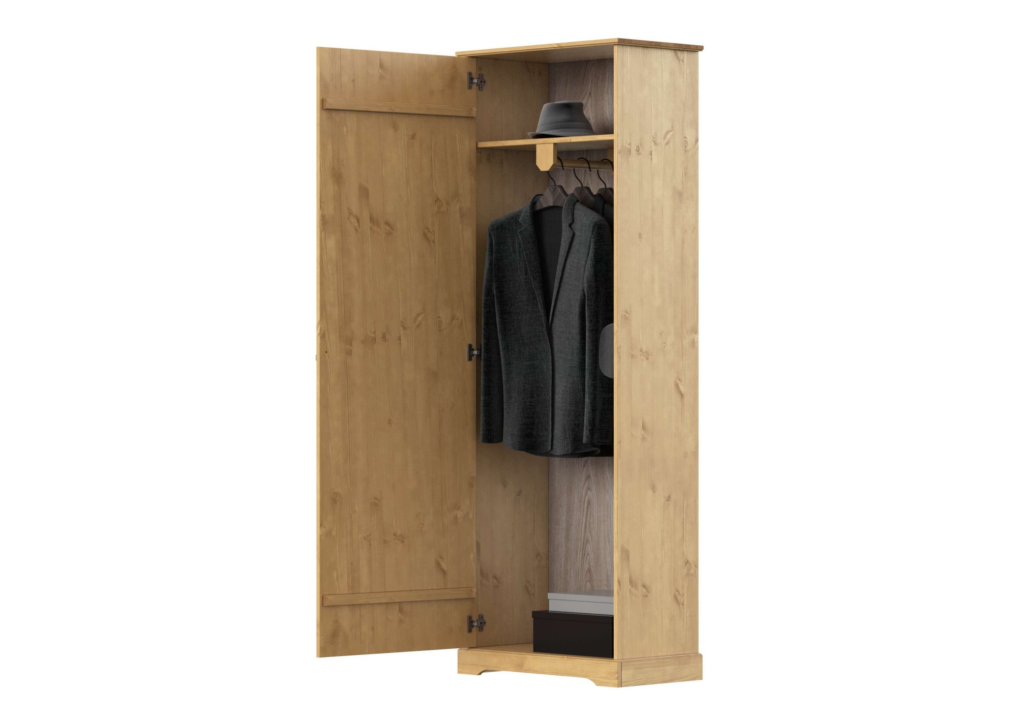 Home affaire Garderobenschrank »Lille Mehrzweckschrank Breite/Höhe: 67/187 cm« aus massiver Kiefer, mit schöner Lilien-Fräsung, Jugendstil-Griffe