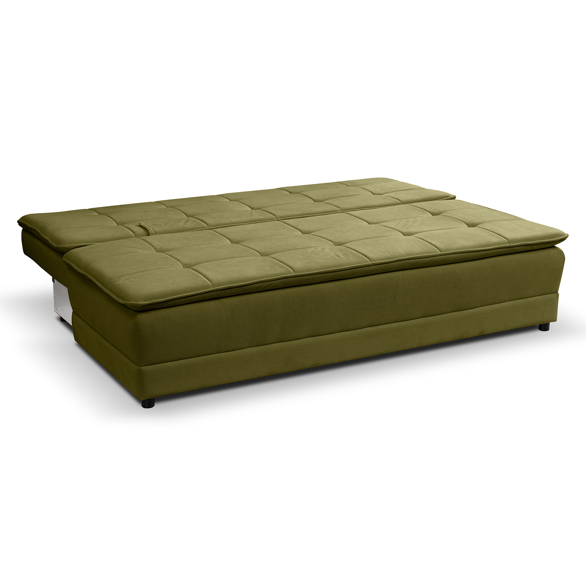 Schlafsofa - olive - Velvet - Liegefunktion und Staukasten