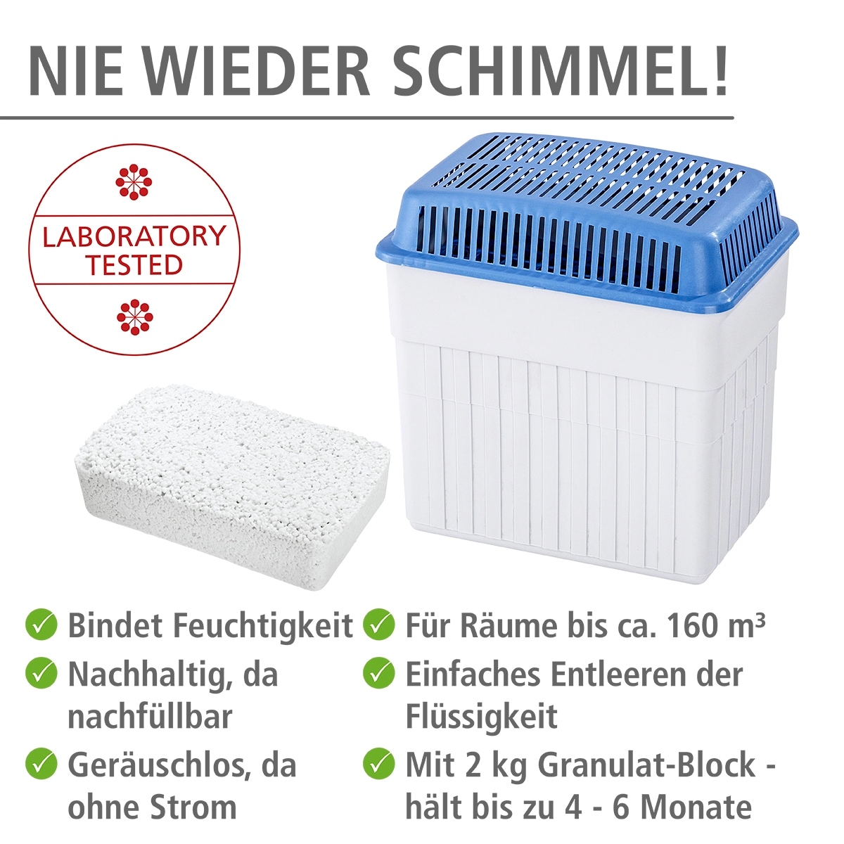 WENKO Luftentfeuchter »Feuchtigkeitskiller« für 160 m³ Räume ausreichend für 4,7 l Flüssigkeit