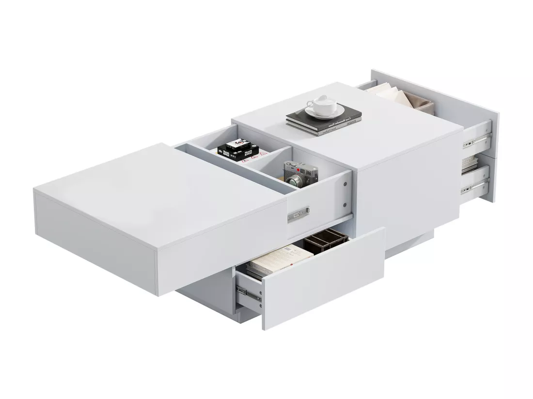 Table basse moderne - avec 4 tiroirs - Blanc