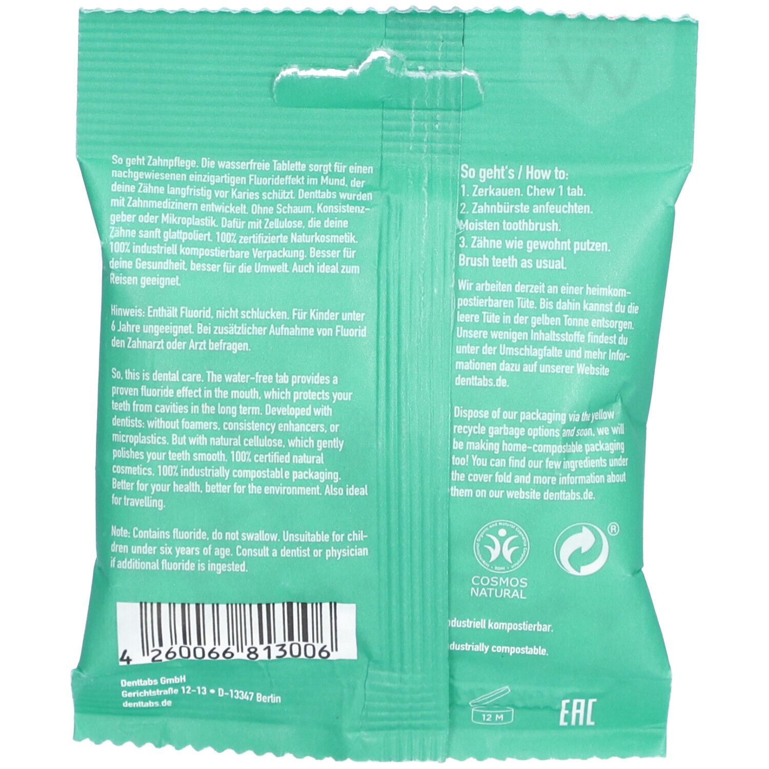 DENTTABS Stevia-Mint Zahnputztabletten
