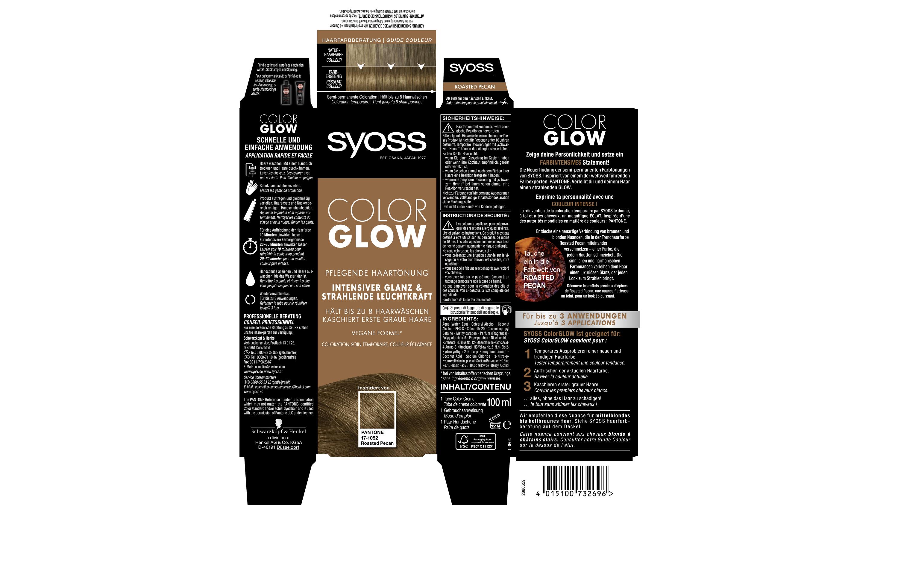 Haarcoloration Color Glow Roasted PecanPflegende Haartönung verleiht Glanz und Leuchtkraft