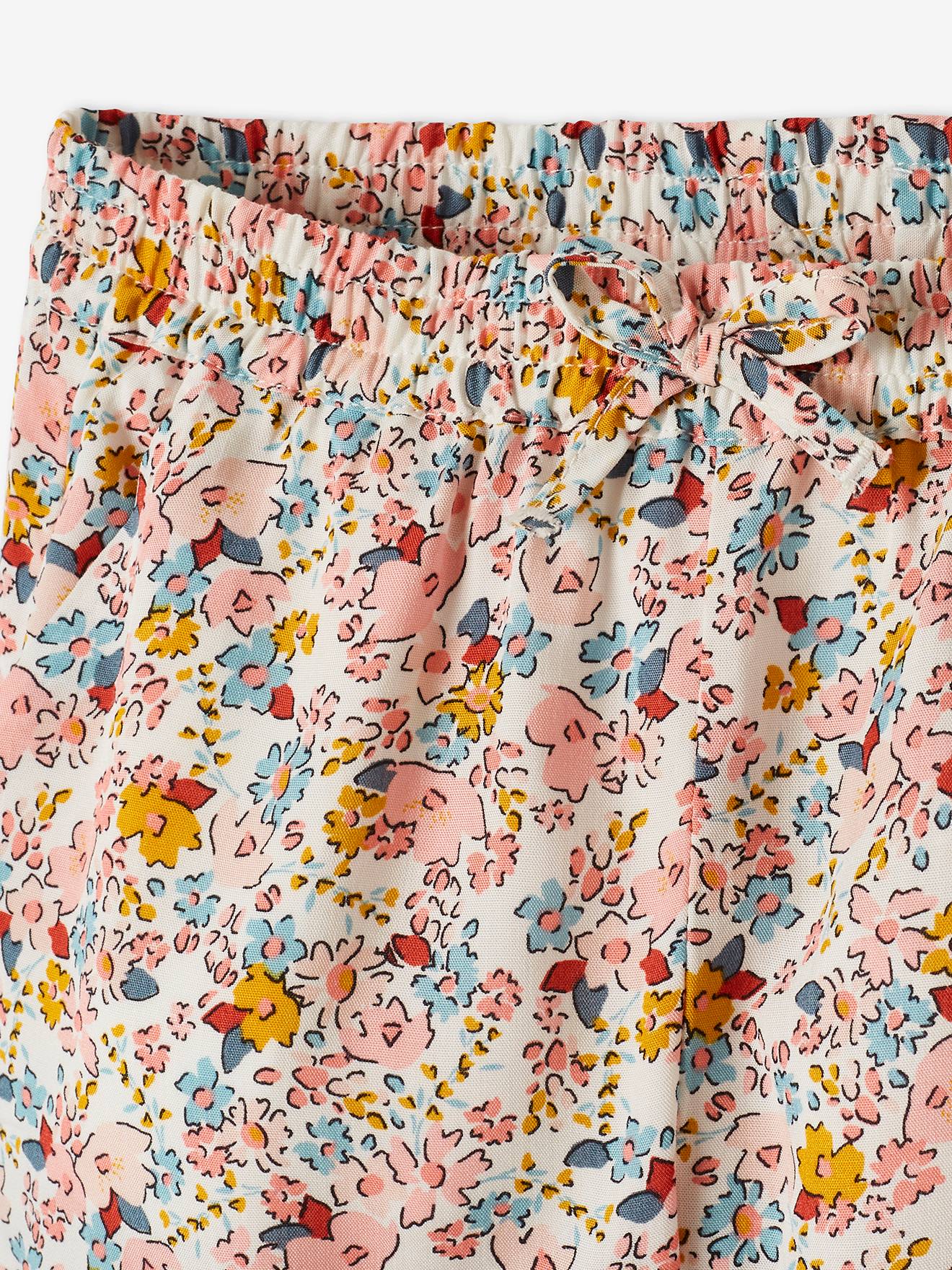 Conjunto de camiseta com nó e calça fluida estampada, para meninas, na cor amarela lisa tamanho médio.