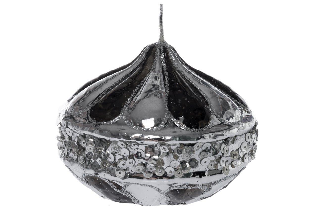 Glanzsilberkerze - silber - 10 cm