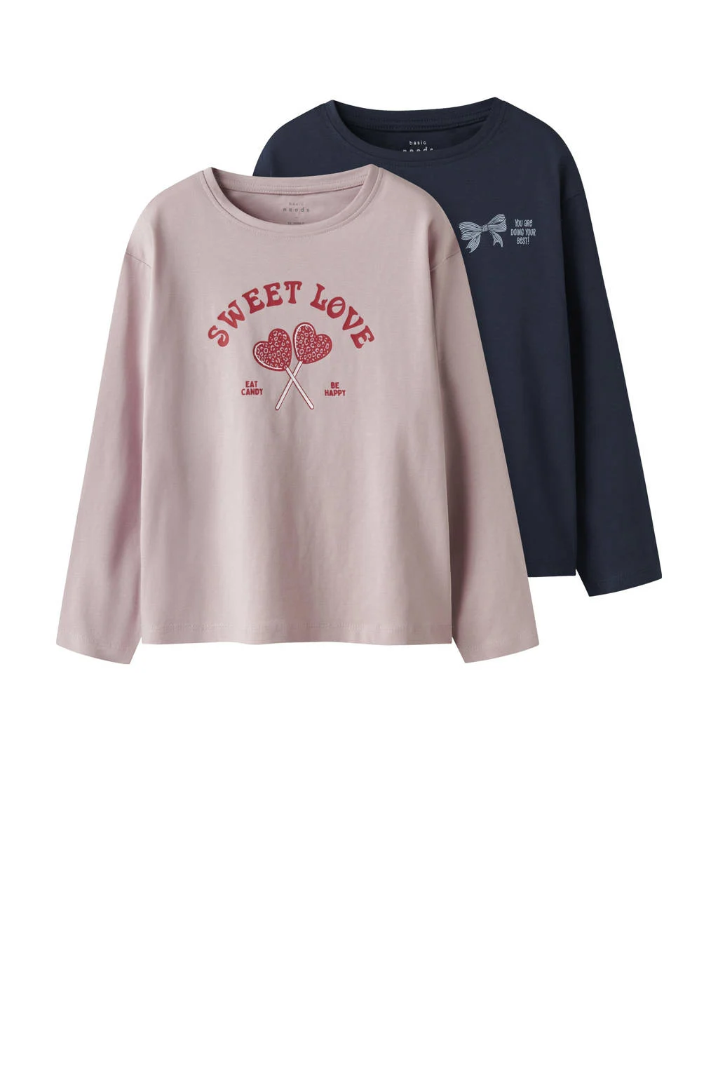 NAME IT KIDS longsleeve NKFVEEN- set van 2 lila/donkerblauw
