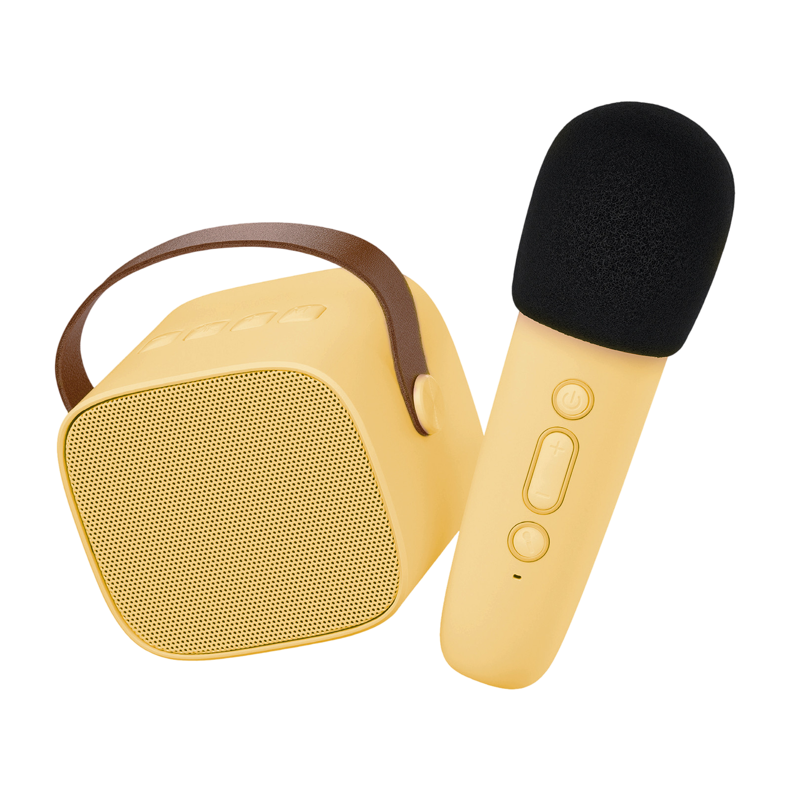 Wiederaufladbarer kabelloser Lautsprecher und Mikrofon Yellow Pastel