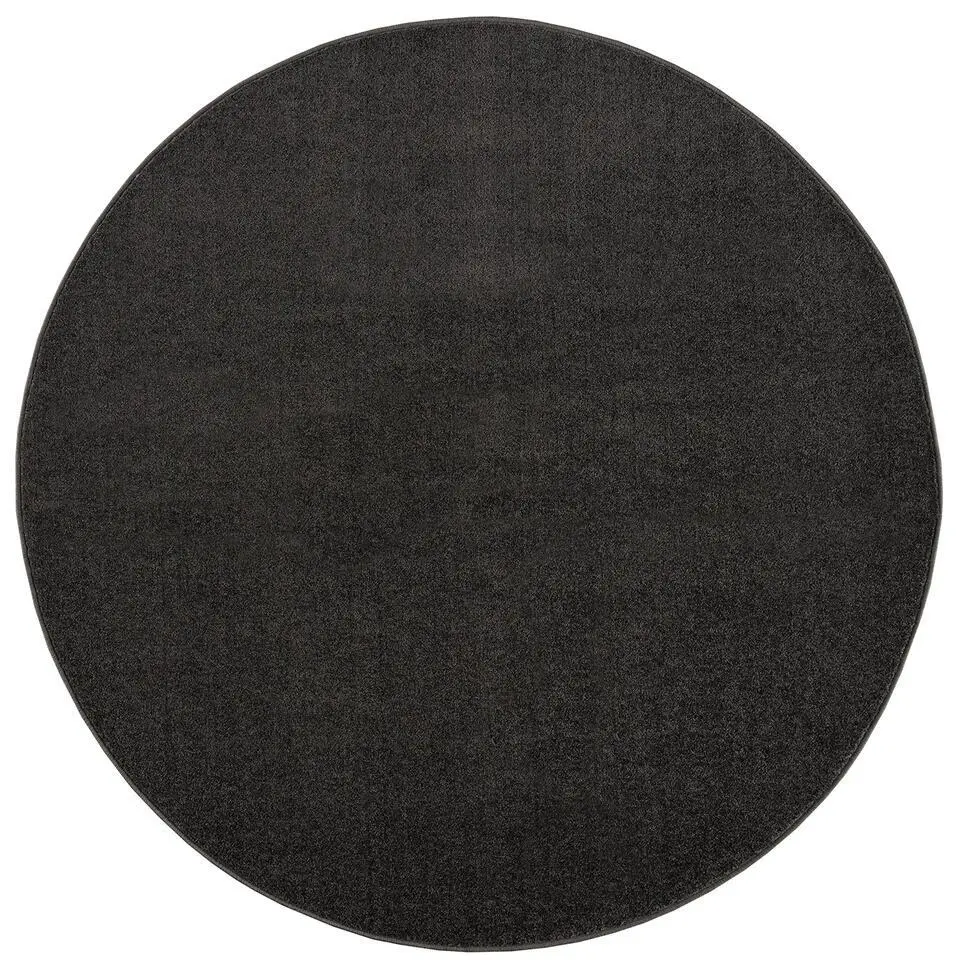 Uni Rond Effen Laagpolig Vloerkleed Modern Donker Grijs - 150 CM ROND