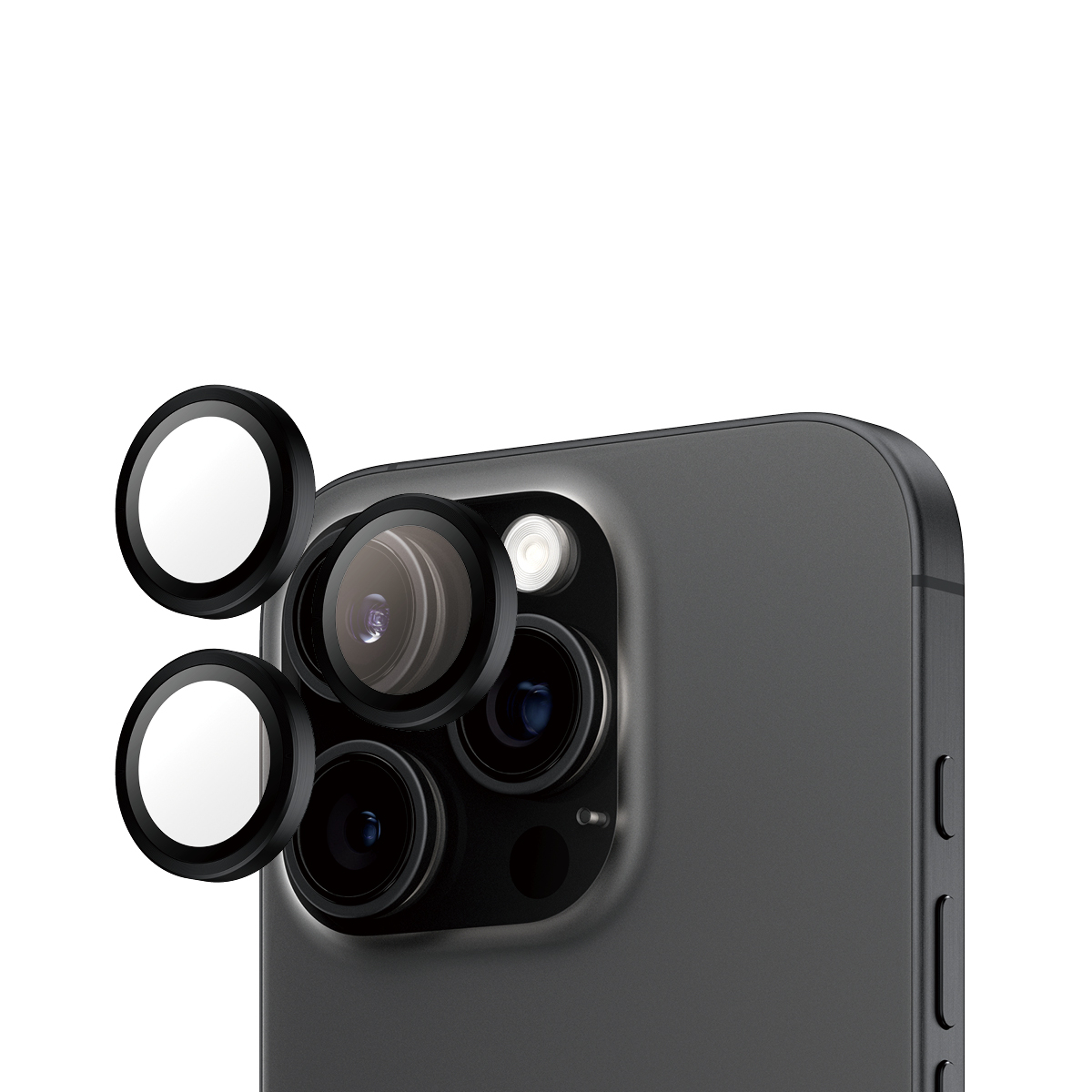Hoops iPhone 16 Pro / iPhone 16 Pro Max Kameraschutz Objektiv Ring Protector Abdeckung (1284) - Schwarz