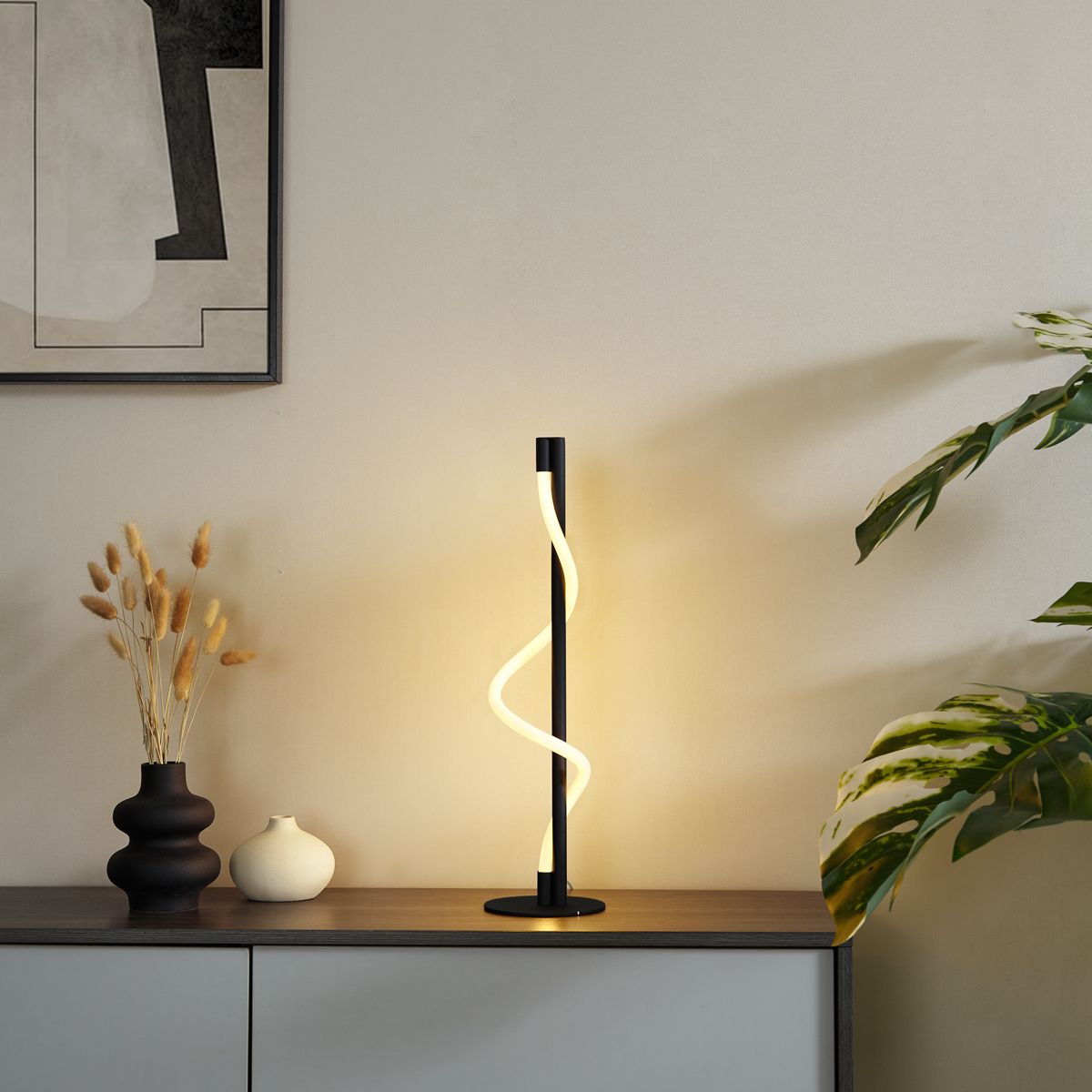Moderne tafellamp zwart incl. LED 3-staps dimbaar - Twirl