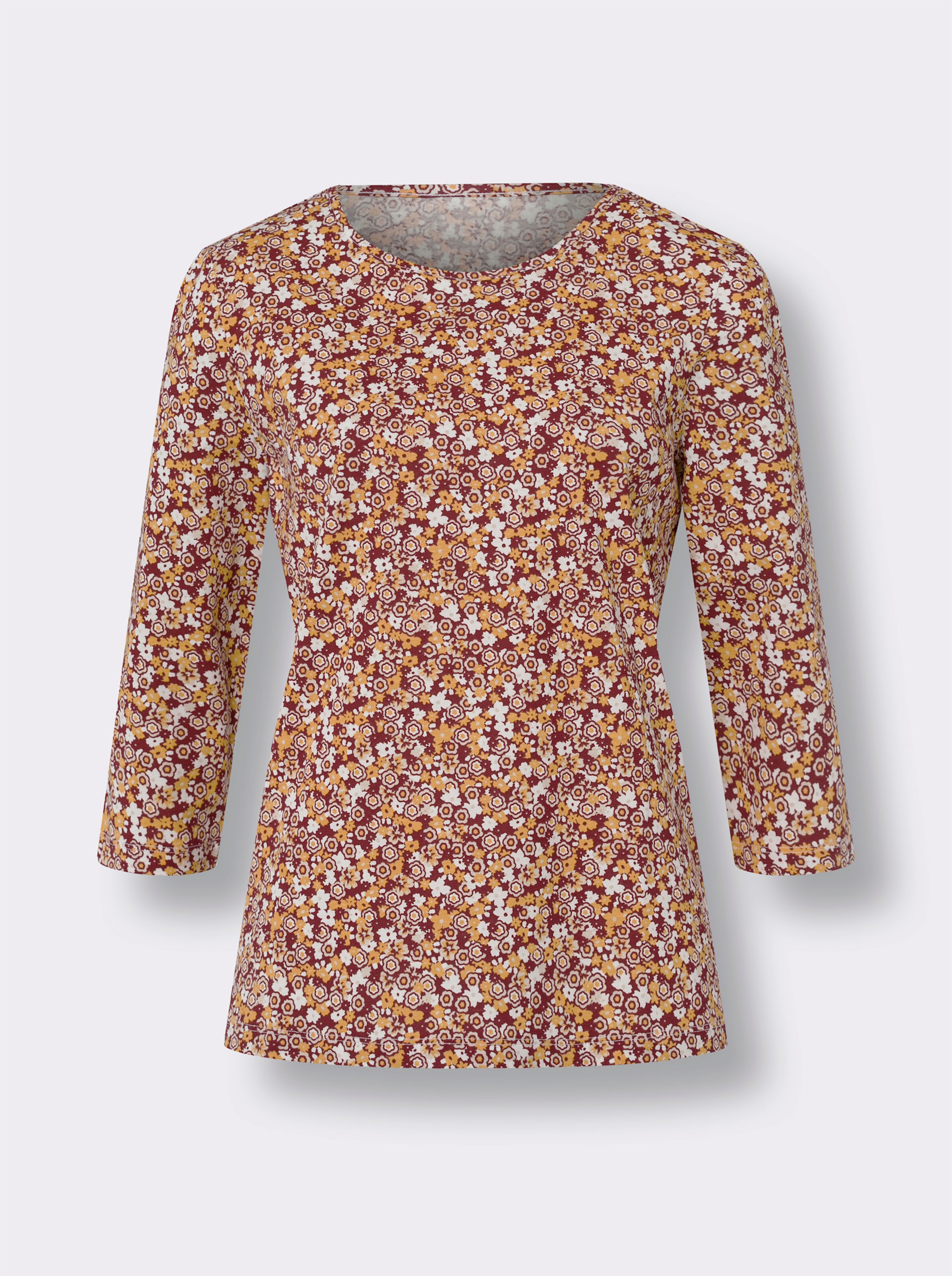 34-Arm-Shirt mit Millefleurs-Muster