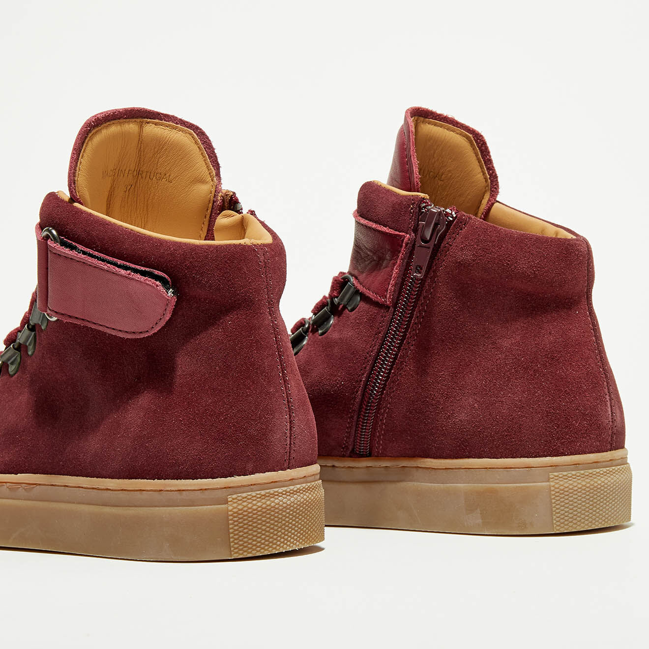 Canal Saint Martin Sneakers Montantes en Velours de Cuir Ferry bordeaux
