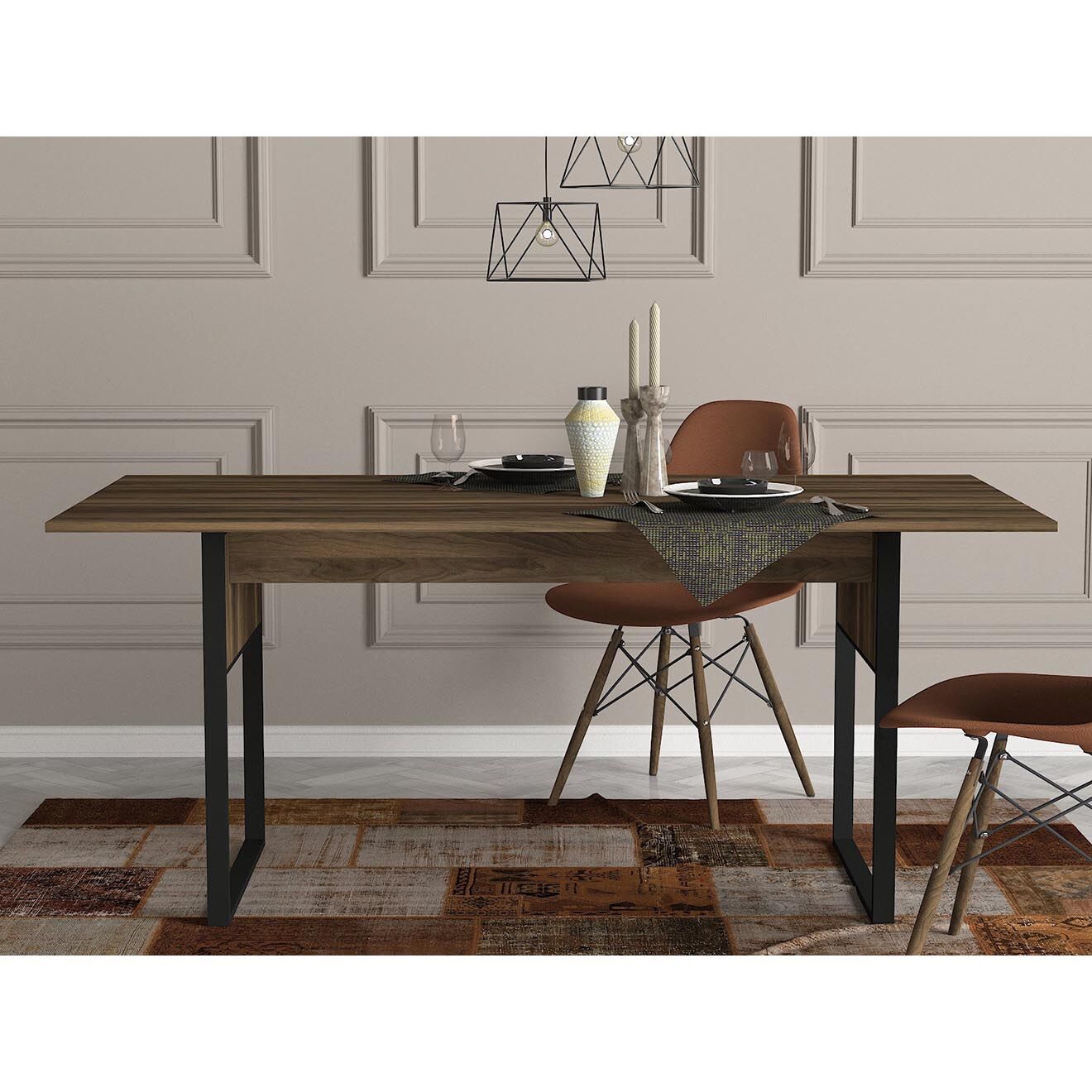 Wooden Art Table de salle à manger Lost beige - 180x77.6x91 cm